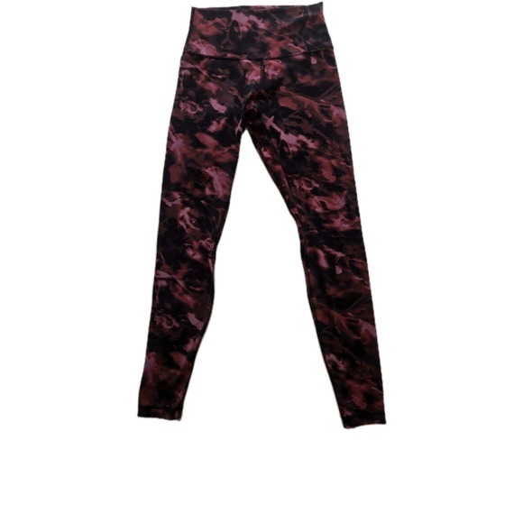 Lululemon Align HR Pant 28" Intensity Pink Blossom Multi Sz 6 Black High Rise 24 - Picture 2 of 8